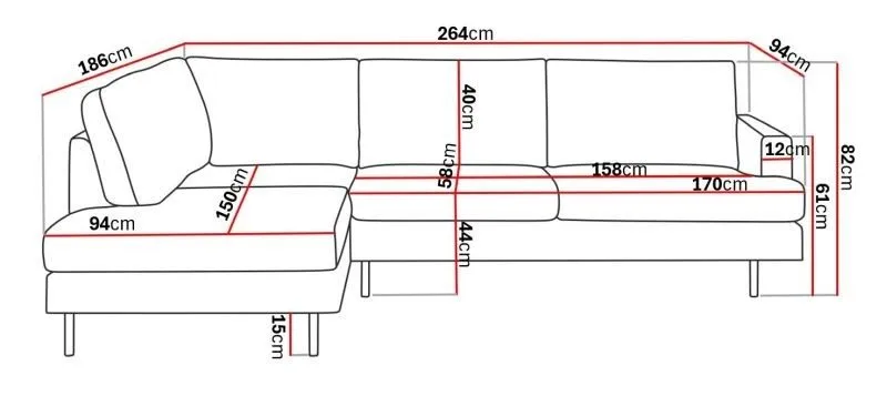 Menard Compact 4-sits Vänstervänd L-formad Schäslongsoffa i Manchester - Grå - Products - Möbler - Soffa - Divansoffa & schäslongsoffa - 4 sits soffa med divan