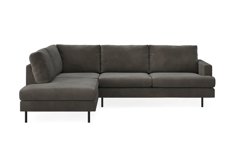 Menard Compact 4-sits Vänstervänd L-formad Schäslongsoffa i Manchester - Mörkgrå - Products - Möbler - Soffa - Divansoffa & schäslongsoffa - 4 sits soffa med divan