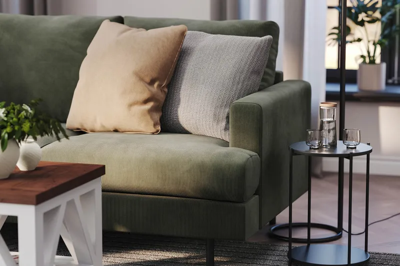 Menard Compact 4-sits Vänstervänd L-formad Schäslongsoffa i Manchester - Mörkgrön - Products - Möbler - Soffa - Divansoffa & schäslongsoffa - 4 sits soffa med divan