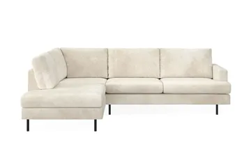Menard Compact 4-sits Vänstervänd L-formad Schäslongsoffa i Sammet - Krämvit - Products - Möbler - Soffa - Divansoffa & schäslongsoffa - 4 sits soffa med divan