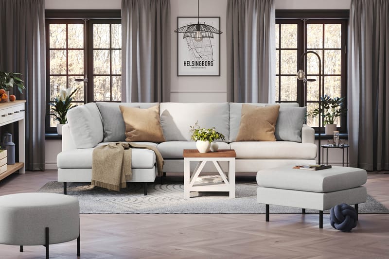 Menard Compact 4-sits Vänstervänd L-formad Schäslongsoffa i Tyg - Ljusgrå - Products - Möbler - Soffa - Divansoffa & schäslongsoffa - 4 sits soffa med divan