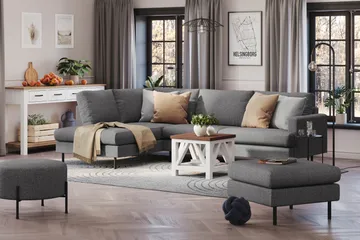 Menard Compact 4-sits Vänstervänd L-formad Schäslongsoffa i Tyg - Mörkgrå - Products - Möbler - Soffa - Divansoffa & schäslongsoffa - 4 sits soffa med divan