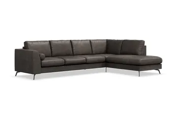 Ocean Lyx 4-sits Högervänd L-formad Schäslongsoffa i Konstläder - Mörkgrå - Products - Möbler - Soffa - Divansoffa & schäslongsoffa - 4 sits soffa med divan