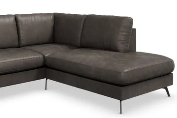Ocean Lyx 4-sits Högervänd L-formad Schäslongsoffa i Konstläder - Mörkgrå - Products - Möbler - Soffa - Divansoffa & schäslongsoffa - 4 sits soffa med divan