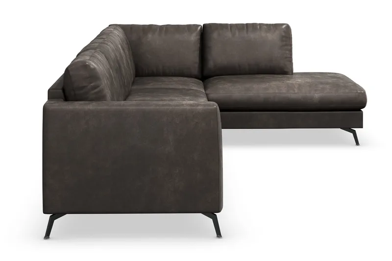 Ocean Lyx 4-sits Högervänd L-formad Schäslongsoffa i Konstläder - Mörkgrå - Products - Möbler - Soffa - Divansoffa & schäslongsoffa - 4 sits soffa med divan