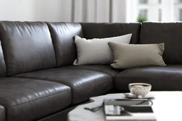 Ocean Lyx 4-sits Högervänd L-formad Schäslongsoffa i Konstläder - Mörkgrå - Products - Möbler - Soffa - Divansoffa & schäslongsoffa - 4 sits soffa med divan