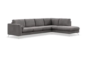 Ocean Lyx 4-sits Högervänd L-formad Schäslongsoffa i Manchester - Mörkgrå - Products - Möbler - Soffa - Divansoffa & schäslongsoffa - 4 sits soffa med divan