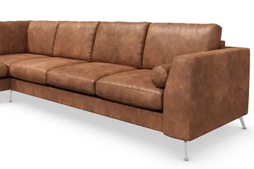 Ocean Lyx 4-sits Vänstervänd L-formad Schäslongsoffa i Konstläder - Brun - Products - Möbler - Soffa - Divansoffa & schäslongsoffa - 4 sits soffa med divan