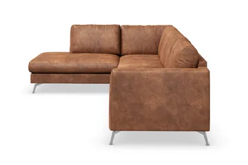 Ocean Lyx 4-sits Vänstervänd L-formad Schäslongsoffa i Konstläder - Brun - Products - Möbler - Soffa - Divansoffa & schäslongsoffa - 4 sits soffa med divan