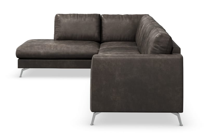 Ocean Lyx 4-sits Vänstervänd L-formad Schäslongsoffa i Konstläder - Mörkgrå - Products - Möbler - Soffa - Divansoffa & schäslongsoffa - 4 sits soffa med divan