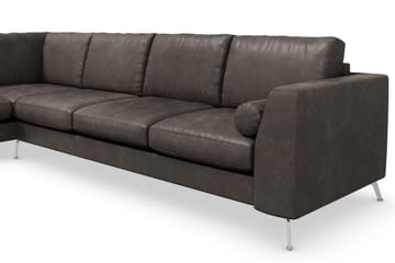 Ocean Lyx 4-sits Vänstervänd L-formad Schäslongsoffa i Konstläder - Mörkgrå - Products - Möbler - Soffa - Divansoffa & schäslongsoffa - 4 sits soffa med divan