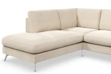 Ocean Lyx 4-sits Vänstervänd L-formad Schäslongsoffa i Sammet - Beige - Products - Möbler - Soffa - Divansoffa & schäslongsoffa - 4 sits soffa med divan