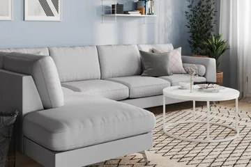 Ocean Lyx 4-sits Vänstervänd L-formad Schäslongsoffa i Tyg - Grå - Products - Möbler - Soffa - Divansoffa & schäslongsoffa - 4 sits soffa med divan