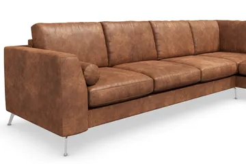 Ocean Lyx 5-sits Högervänd L-formad Schäslongsoffa i Konstläder - Brun - Products - Möbler - Soffa - Divansoffa & schäslongsoffa - 4 sits soffa med divan