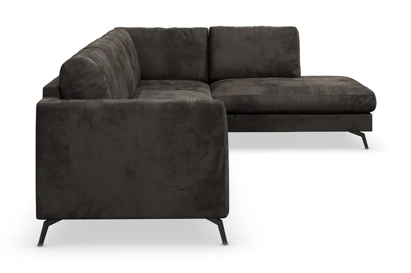 Ocean Lyx 5-sits Högervänd L-formad Schäslongsoffa i Sammet - Mörkgrå - Products - Möbler - Soffa - Divansoffa & schäslongsoffa - 4 sits soffa med divan