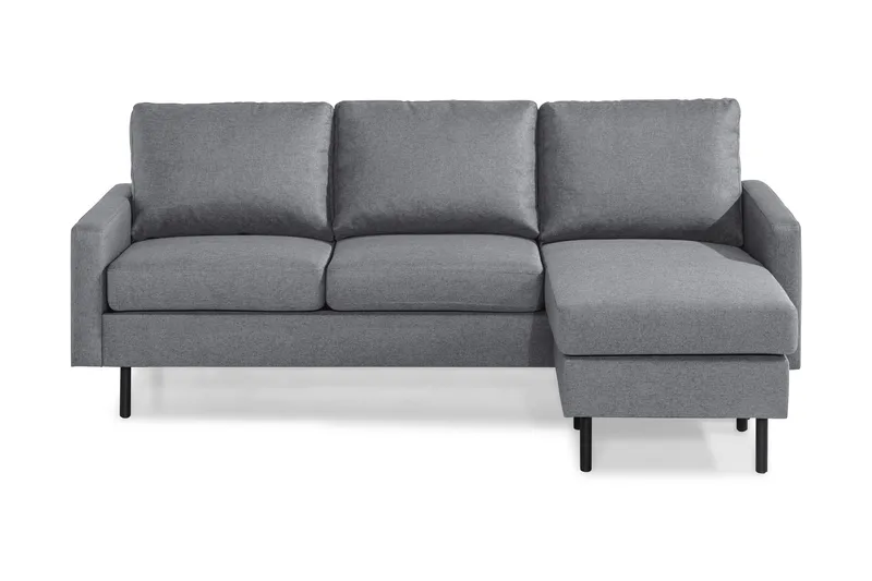 Peppe 3-sits Vändbar L-formad Divansoffa i Tyg, Ljusgrå