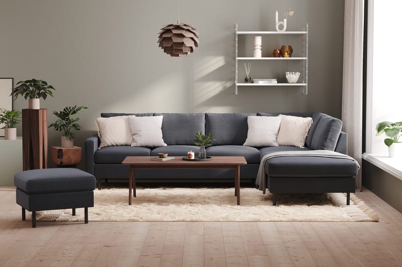 Peppe 4-sits Högervänd L-formad Schäslongsoffa i Tyg - Mörkgrå - Products - Möbler - Soffa - Divansoffa & schäslongsoffa - 4 sits soffa med divan