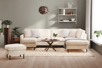 Peppe 4-sits Högervänd U-formad Soffa med Divan och Schäslong i Manchester - Beige - Products - Möbler - Soffa - Divansoffa & schäslongsoffa - 4 sits soffa med divan