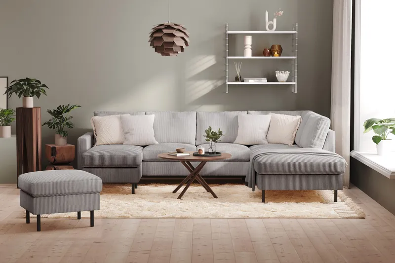 Peppe 4-sits Högervänd U-formad Soffa med Divan och Schäslong i Manchester - Mörkgrå - Products - Möbler - Soffa - Divansoffa & schäslongsoffa - 4 sits soffa med divan