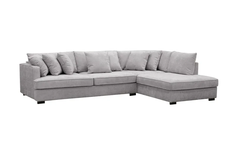 Rossita 4-sits Högervänd L-formad Djup Schäslongsoffa i Chenille - Grå - Products - Möbler - Soffa - Divansoffa & schäslongsoffa - 4 sits soffa med divan