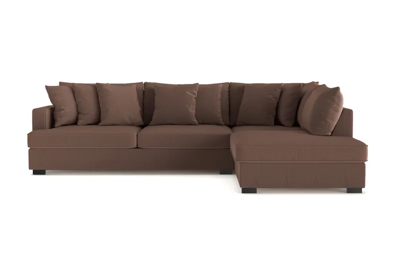 Rossita 4-sits Högervänd L-formad Djup Schäslongsoffa i Manchester - Brun - Products - Möbler - Soffa - Divansoffa & schäslongsoffa - 4 sits soffa med divan