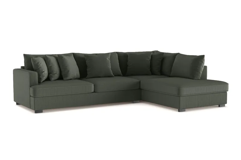 Rossita 4-sits Högervänd L-formad Djup Schäslongsoffa i Manchester - Mörkgrön - Products - Möbler - Soffa - Divansoffa & schäslongsoffa - 4 sits soffa med divan