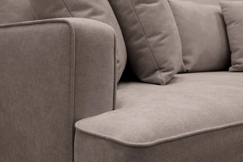Rossita 4-sits Högervänd L-formad Djup Schäslongsoffa i Tyg - Brun - Products - Möbler - Soffa - Divansoffa & schäslongsoffa - 4 sits soffa med divan