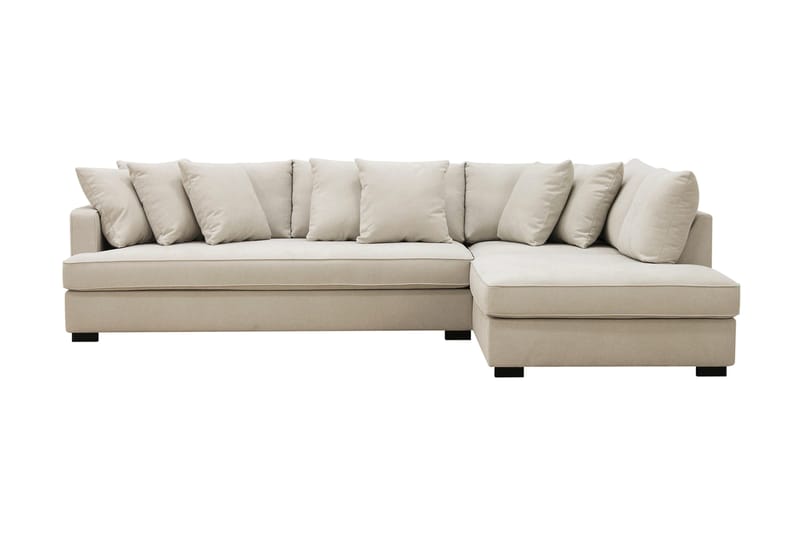 Rossita 4-sits Högervänd L-formad Djup Schäslongsoffa med Hel dyna i Tyg - Beige - Products - Möbler - Soffa - Divansoffa & schäslongsoffa - 4 sits soffa med divan