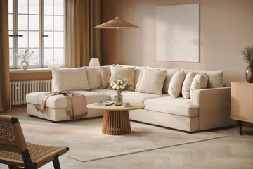 Rossita 4-sits Vänstervänd L-formad Djup Schäslongsoffa i Chenille - Beige - Products - Möbler - Soffa - Divansoffa & schäslongsoffa - 4 sits soffa med divan