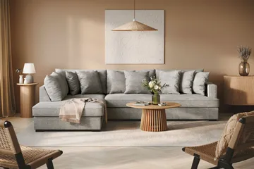 Rossita 4-sits Vänstervänd L-formad Djup Schäslongsoffa i Chenille - Ljus Grå - Products - Möbler - Soffa - Divansoffa & schäslongsoffa - 4 sits soffa med divan