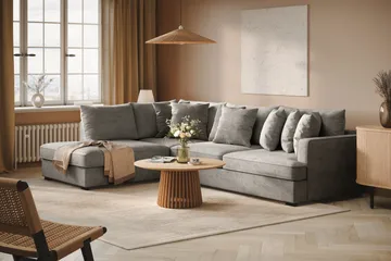 Rossita 4-sits Vänstervänd L-formad Djup Schäslongsoffa i Chenille - Ljus Grå - Products - Möbler - Soffa - Divansoffa & schäslongsoffa - 4 sits soffa med divan