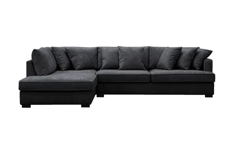 Rossita 4-sits Vänstervänd L-formad Djup Schäslongsoffa i Chenille - Svart - Products - Möbler - Soffa - Divansoffa & schäslongsoffa - 4 sits soffa med divan