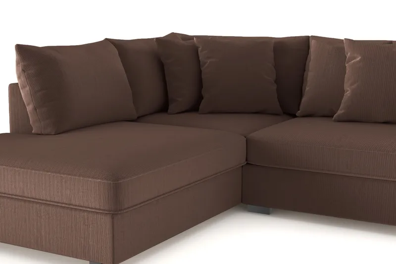 Rossita 4-sits Vänstervänd L-formad Djup Schäslongsoffa i Manchester - Brun - Products - Möbler - Soffa - Divansoffa & schäslongsoffa - 4 sits soffa med divan