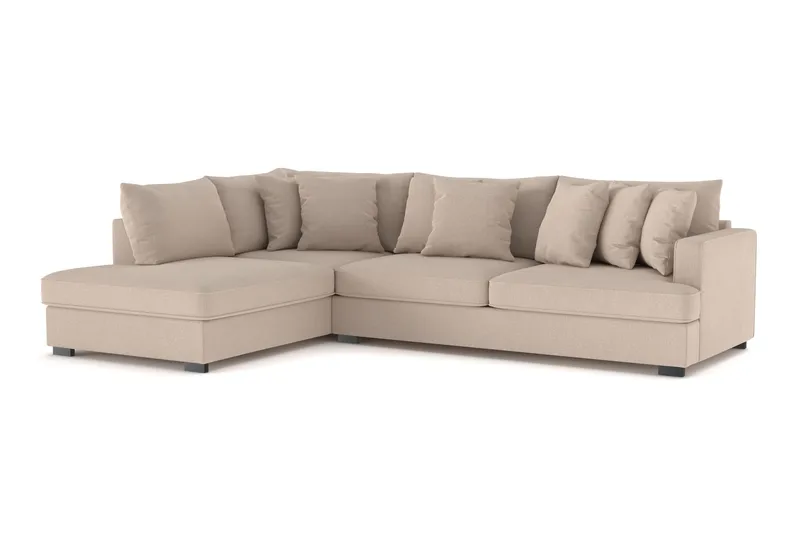Rossita 4-sits Vänstervänd L-formad Djup Schäslongsoffa i Tyg - Beige - Products - Möbler - Soffa - Divansoffa & schäslongsoffa - 4 sits soffa med divan