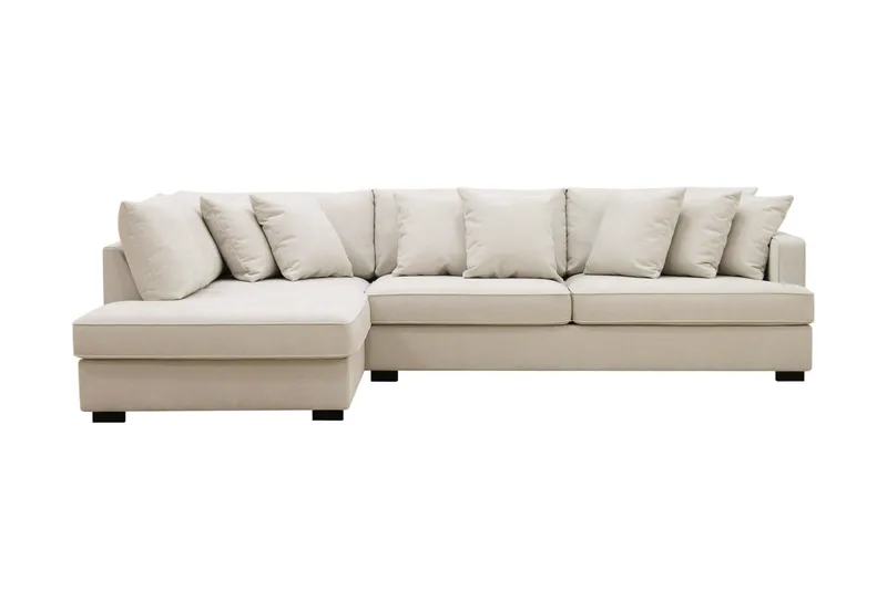 Rossita 4-sits Vänstervänd L-formad Djup Schäslongsoffa i Tyg - Beige - Products - Möbler - Soffa - Divansoffa & schäslongsoffa - 4 sits soffa med divan