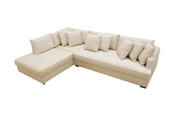 Rossita 4-sits Vänstervänd L-formad Djup Schäslongsoffa med Hel dyna i Chenille - Beige - Products - Möbler - Soffa - Divansoffa & schäslongsoffa - 4 sits soffa med divan