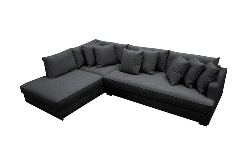 Rossita 4-sits Vänstervänd L-formad Djup Schäslongsoffa med Hel dyna i Chenille - Svart - Products - Möbler - Soffa - Divansoffa & schäslongsoffa - 4 sits soffa med divan