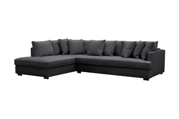 Rossita 4-sits Vänstervänd L-formad Djup Schäslongsoffa med Hel dyna i Chenille - Svart - Products - Möbler - Soffa - Divansoffa & schäslongsoffa - 4 sits soffa med divan
