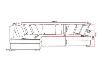 Rossita 4-sits Vänstervänd L-formad Djup Schäslongsoffa med Hel dyna i Chenille - Svart - Products - Möbler - Soffa - Divansoffa & schäslongsoffa - 4 sits soffa med divan