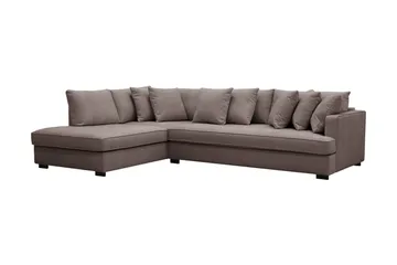 Rossita 4-sits Vänstervänd L-formad Djup Schäslongsoffa med Hel dyna i Tyg - Brun - Products - Möbler - Soffa - Divansoffa & schäslongsoffa - 4 sits soffa med divan