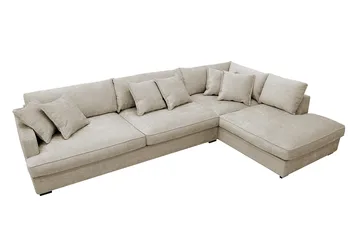 Rossita Lyx 4-sits Extra djup Soffa med Schäslong Höger - Beige Chenille - Products - Möbler - Soffa - Divansoffa & schäslongsoffa - 4 sits soffa med divan