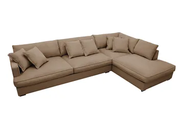 Rossita Lyx 4-sits Extra djup Soffa med Schäslong Höger - Brun Manchester - Products - Möbler - Soffa - Divansoffa & schäslongsoffa - 4 sits soffa med divan