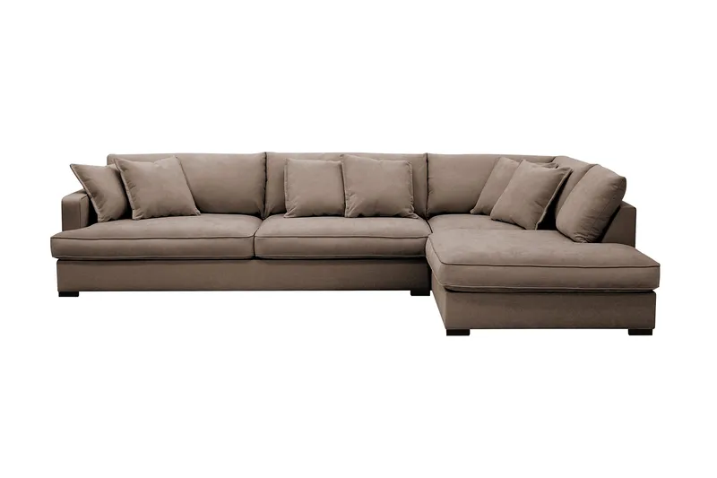 Rossita Lyx 4-sits Extra djup Soffa med Schäslong Höger - Brun Tyg - Products - Möbler - Soffa - Divansoffa & schäslongsoffa - 4 sits soffa med divan