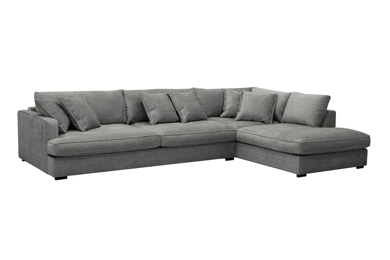 Rossita Lyx 4-sits Extra djup Soffa med Schäslong Höger - Grå Chenille - Products - Möbler - Soffa - Divansoffa & schäslongsoffa - 4 sits soffa med divan