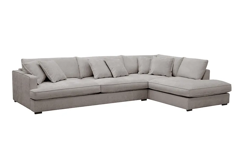 Rossita Lyx 4-sits Extra djup Soffa med Schäslong Höger - Grå/Brun Chenille - Products - Möbler - Soffa - Divansoffa & schäslongsoffa - 4 sits soffa med divan