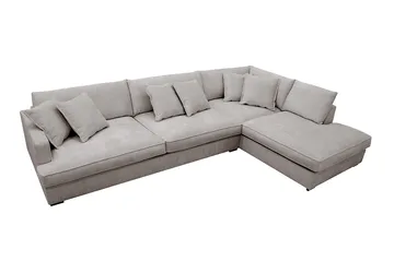 Rossita Lyx 4-sits Extra djup Soffa med Schäslong Höger - Grå/Brun Chenille - Products - Möbler - Soffa - Divansoffa & schäslongsoffa - 4 sits soffa med divan