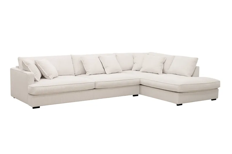 Rossita Lyx 4-sits Högervänd L-formad Extra Djup Schäslongsoffa i Manchester - Offwhite Manchester - Products - Möbler - Soffa - Divansoffa & schäslongsoffa - 4 sits soffa med divan