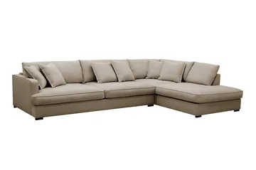 Rossita Lyx 4-sits Högervänd L-formad Extra Djup Schäslongsoffa i Tyg - Brun Tyg - Products - Möbler - Soffa - Divansoffa & schäslongsoffa - 4 sits soffa med divan
