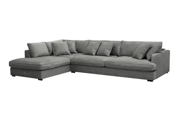 Rossita Lyx 4-sits Vänstervänd L-formad Extra Djup Schäslongsoffa i Chenille - Grå Chenille - Products - Möbler - Soffa - Divansoffa & schäslongsoffa - 4 sits soffa med divan