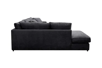 Rossita Lyx 4-sits Vänstervänd L-formad Extra Djup Schäslongsoffa i Chenille - Svart Chenille - Products - Möbler - Soffa - Divansoffa & schäslongsoffa - 4 sits soffa med divan